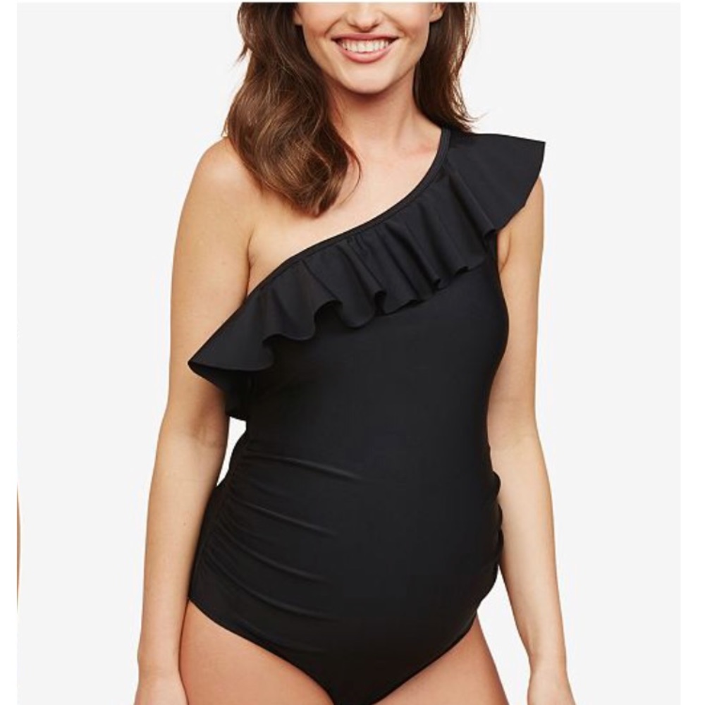 Black maternity one piece swimsuit - like new!